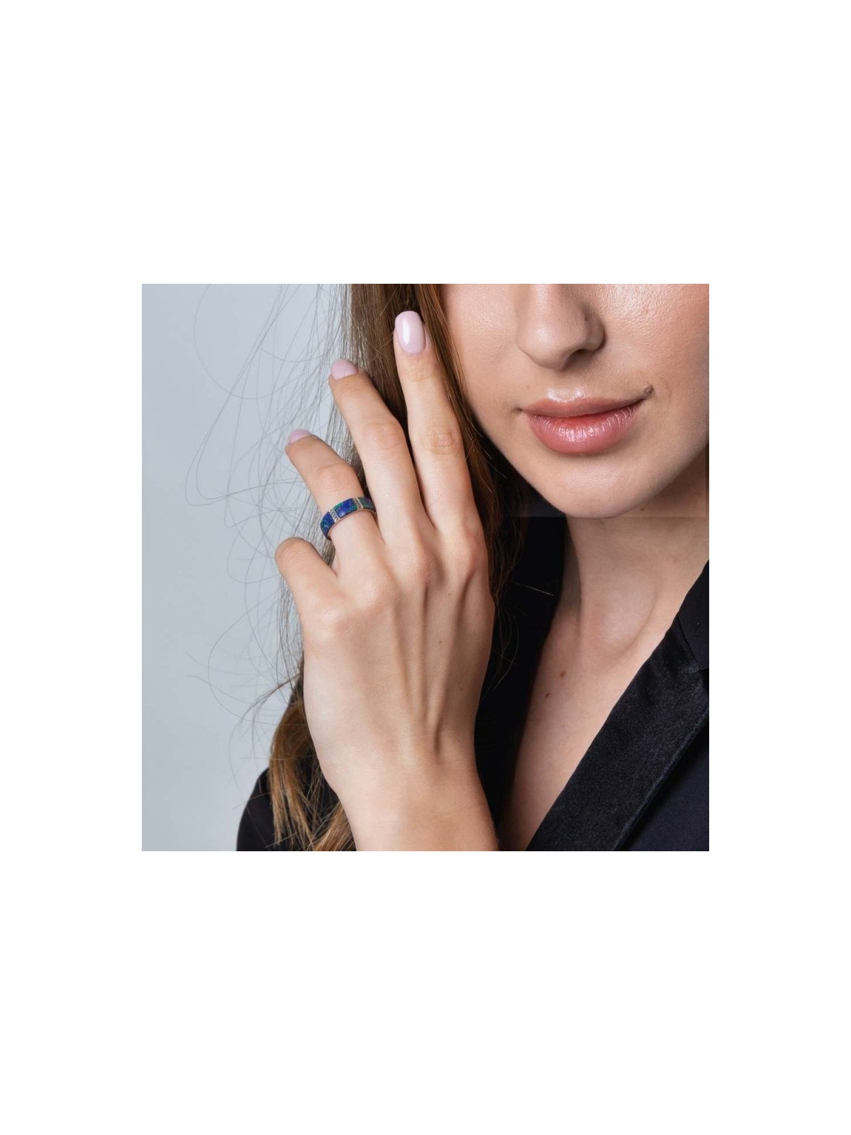 טבעת אבן אילת מכסף סטרלינג עם שתיים דקורטיביות... | טבעות יהודיות